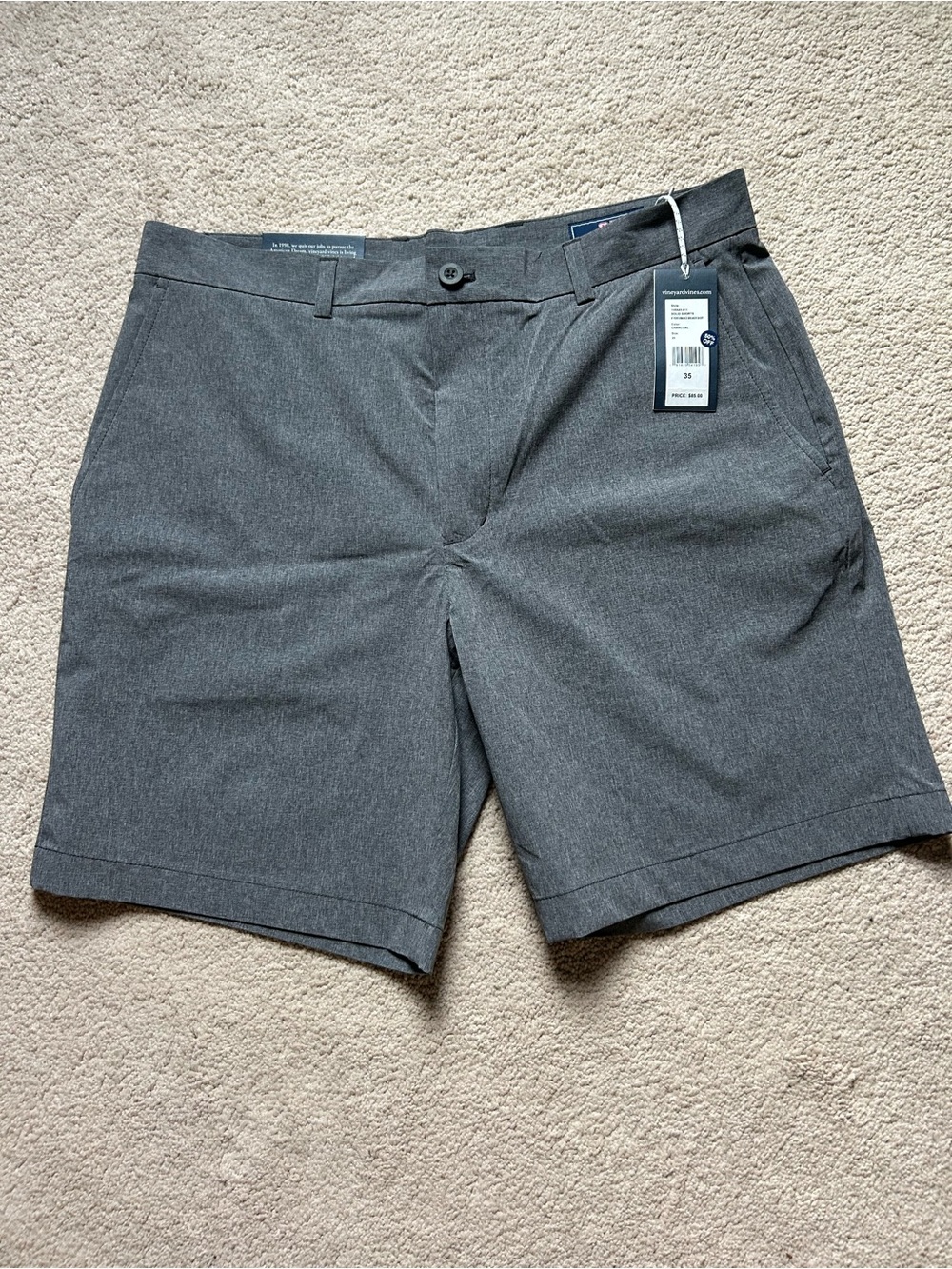 Vineyard Vines Men's Gray Performance  Shorts Sz 35 NWT